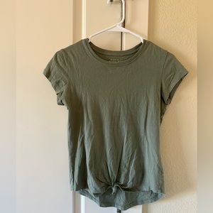 Green A&F Front Tie Tee